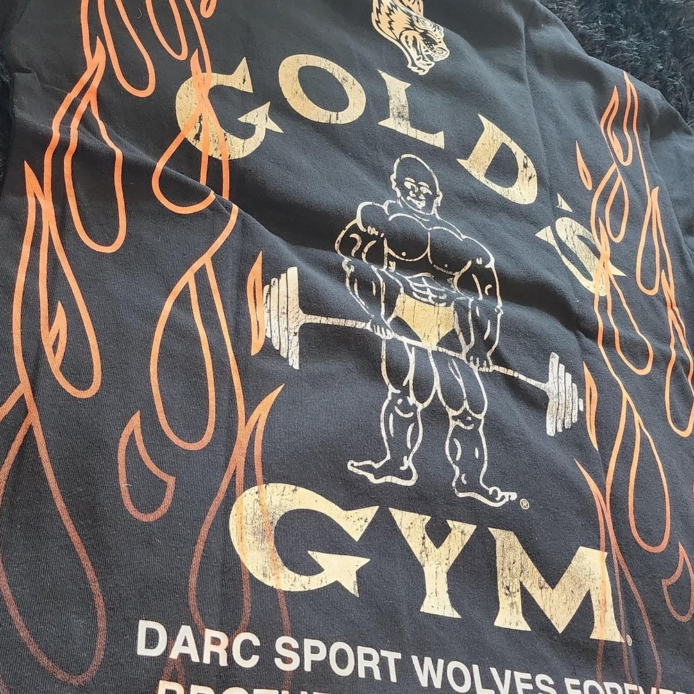 Darc Sport Black Short Sleeve Tee with Orange Flame & Gold Logo